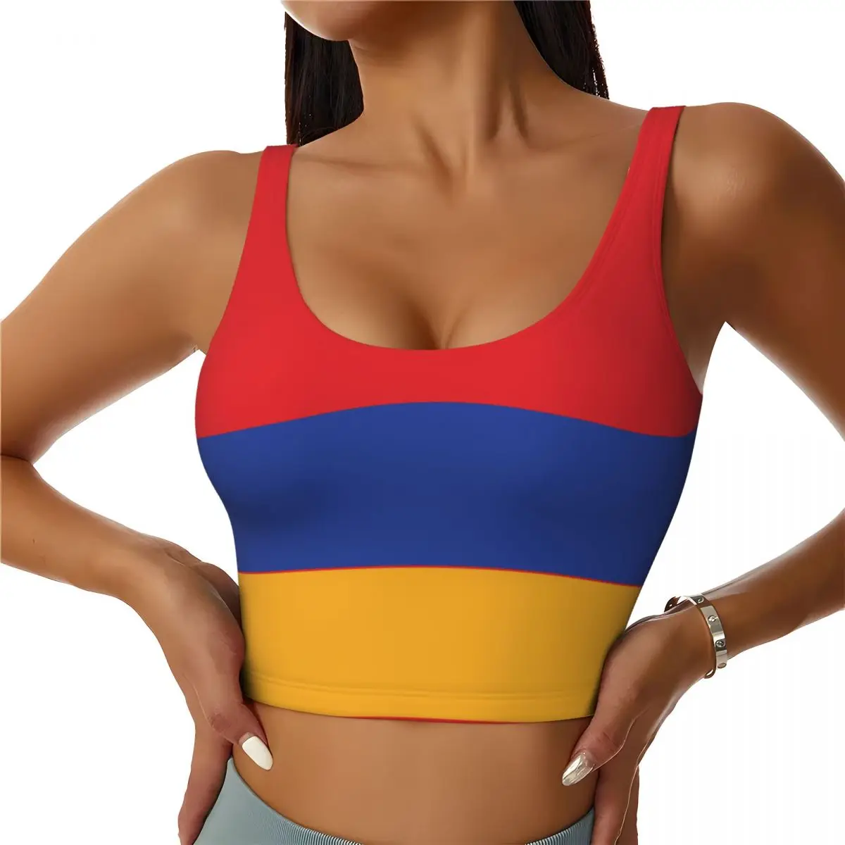 Armenia Flag Basic Tops Women Samba Sexy V-Neck Yoga Fitness Sports Tops