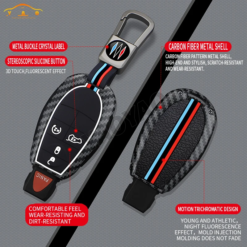 

2025 New Zinc Alloy & Silicone Car Key Case Cover Holder For Jeep Grand Cherokee Dodge Magnum Durango