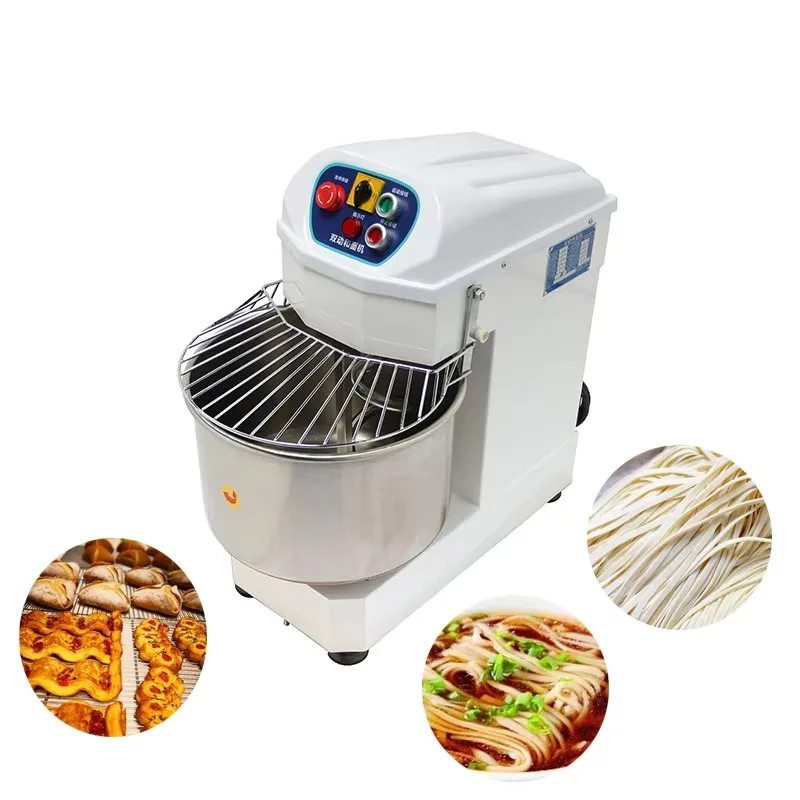 Stainless Steel Automatic Kneader Bread Mixer Machine 20kg Capacity Water & Milk Pizza Dough Mixing Commercial Use