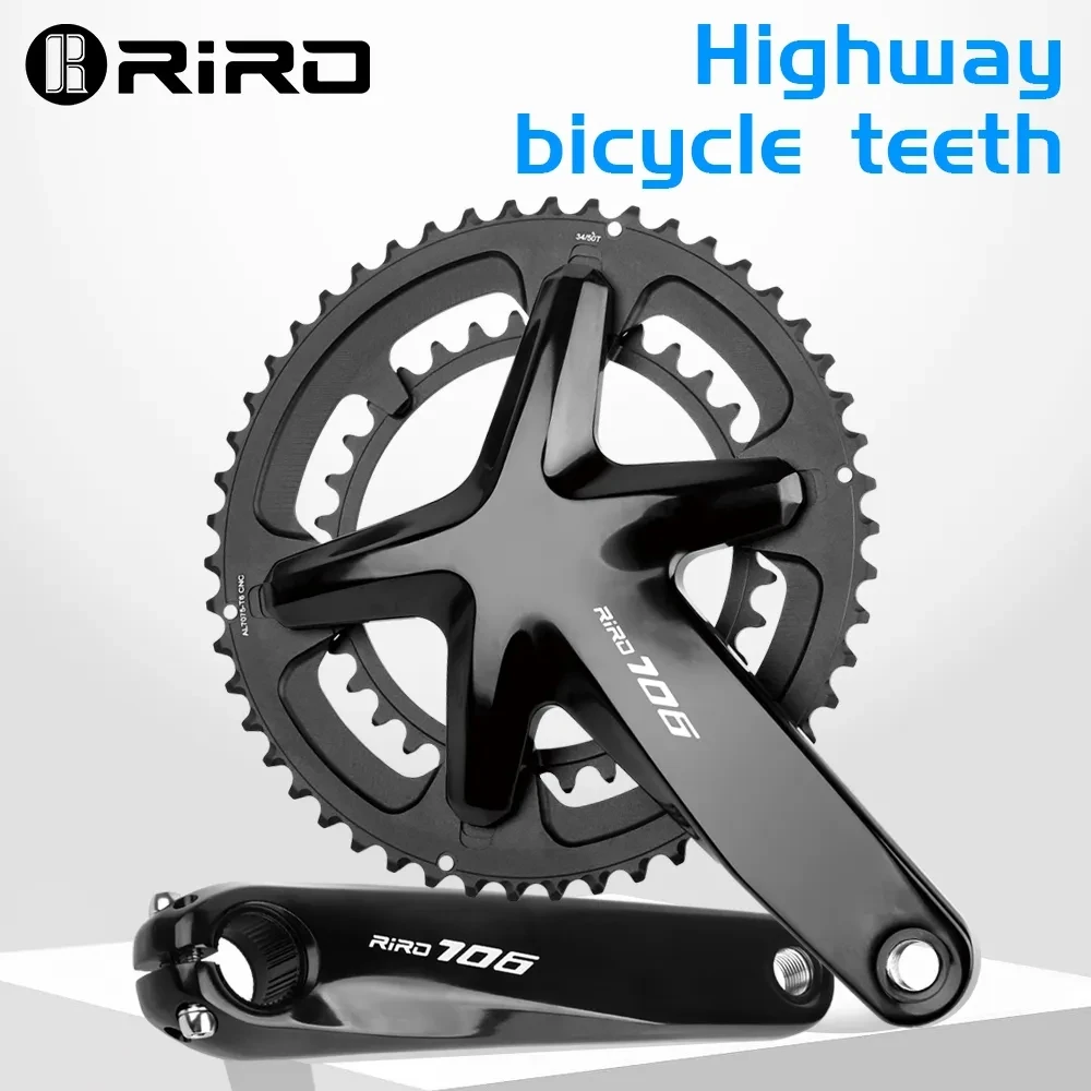 RIRO 706 Road Bike Intergrated Crankset 170mm 130BCD 53-39T/50-34T Double Chainrings Sprockets Hollow Road Bicycle Chainwheel