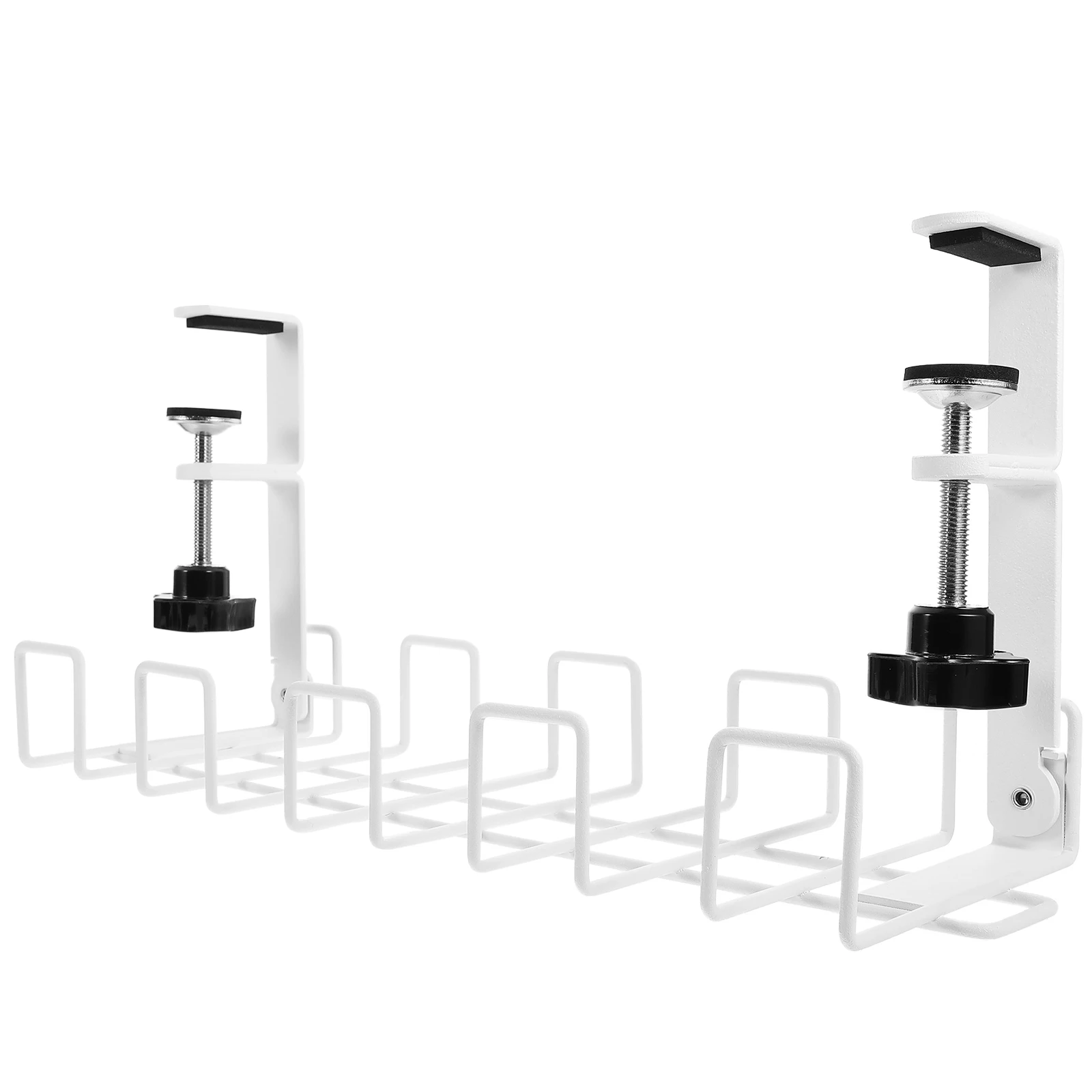 

White Iron Cable Management Tray Under Desk Wire Organizer Small Size For Cord Management Desk Storage No Tools Easy