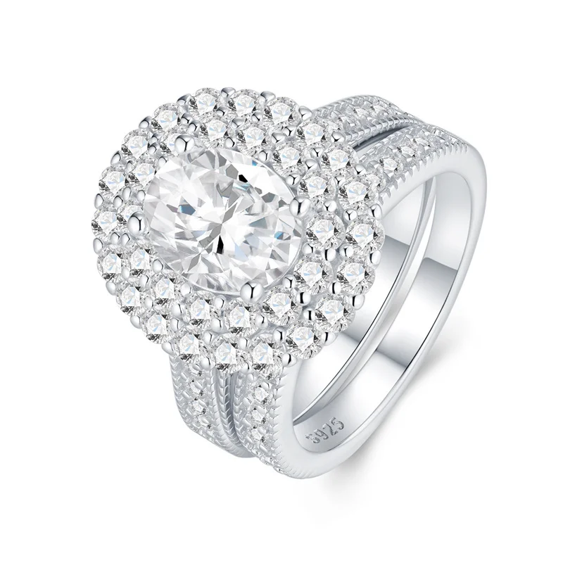 ZFSILVER s925 Sterling Silver Luxury Moissanite 2ct Oval Ring Charm Women Fashion Classic High-Quality Jewelry Party Gift R15747