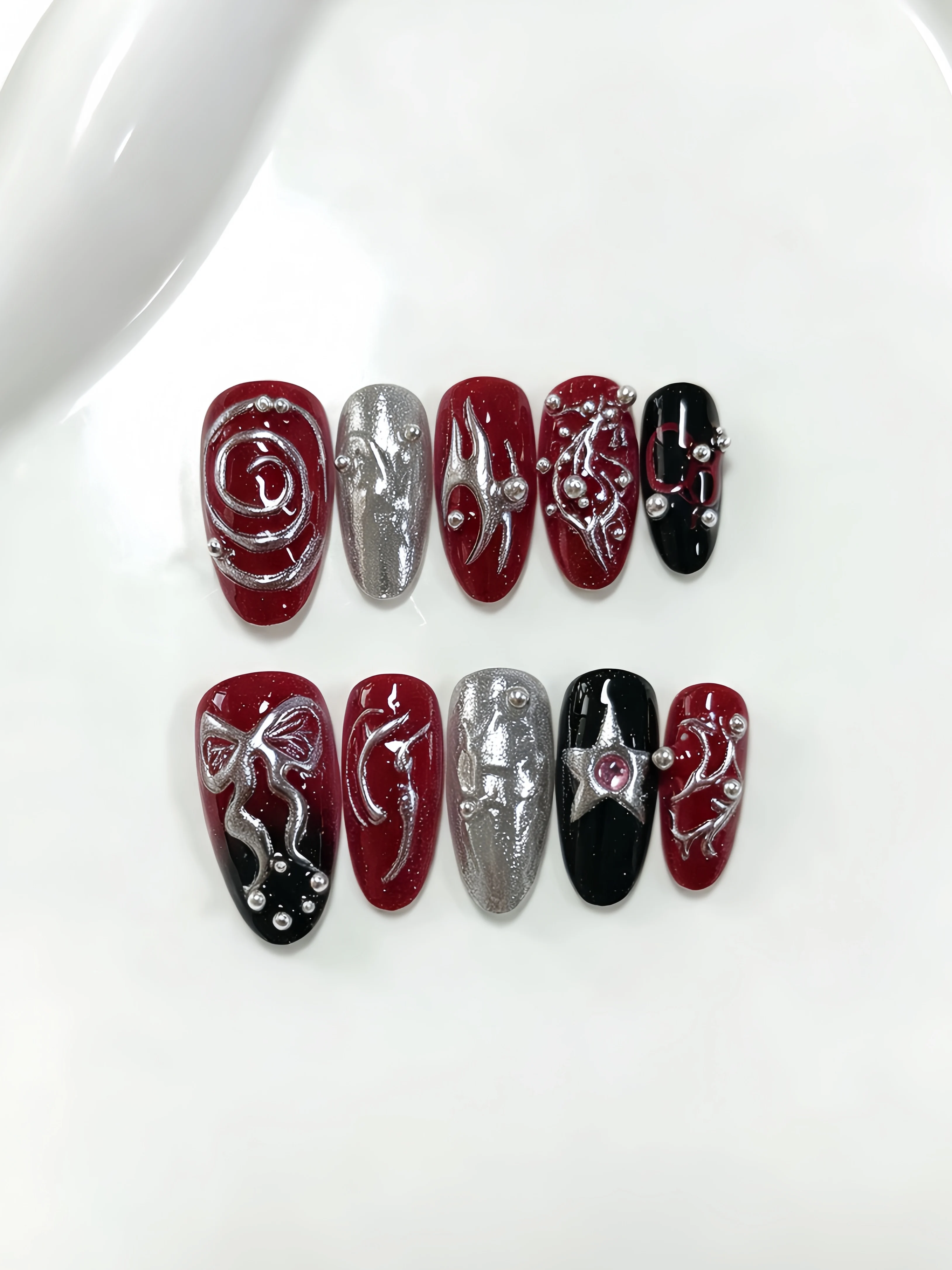 10 mandelförmige Press-On-Näge – Nail Art Fake Nails Bewertung und Preis