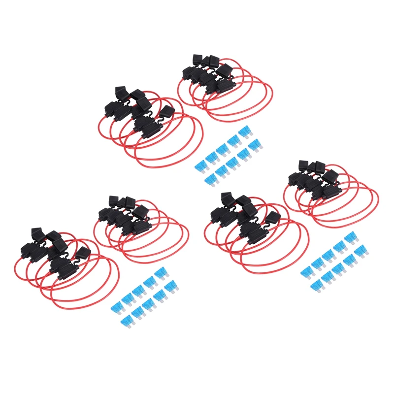 Inline Fuse Holder ATC/ATO Add-A-Circuit Car Fuse Holder 30 Pack Fuse TAP Adapter With 30 Pcs 15 AMP Standard Fuses