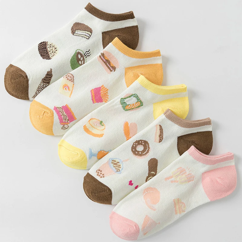 

5 Pairs Women's Socks Set Japanese Cartoon Cute Funny Thin Breathable Socks For Girl Wholesale Sweet Ankle Socks High-quality