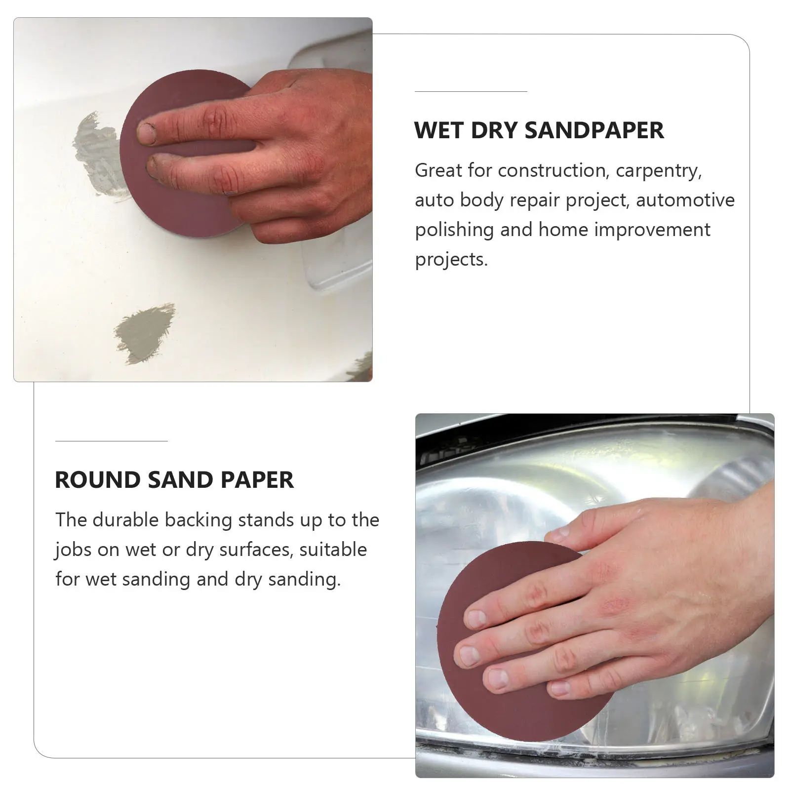 

20 шт. водонепроницаемых самоклеящихся круглых шлифовальных дисков для влажной и сухой шлифовки, для полировки автомобилей, домашнего ремонта, гибкой шлифовки