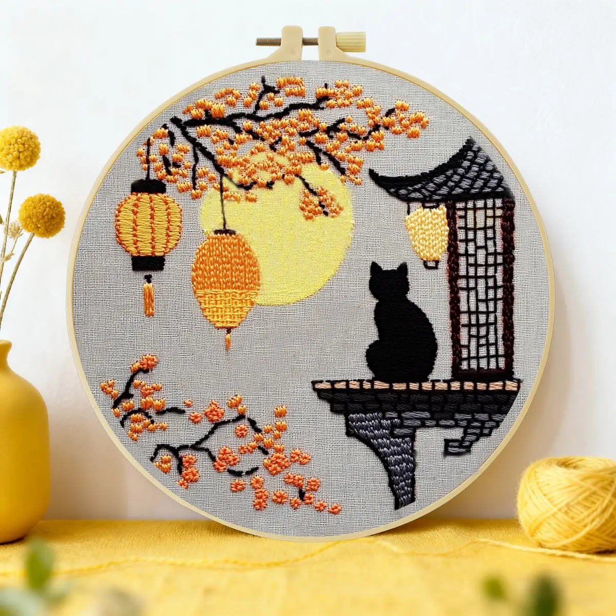 1 Stück 20X20CM/15X15CM 7,87/6,3 Zoll Katzen-Stickerei-Starter-Kit DIY-Kit DIY-Stickerei-Set Handarbeiten Nähkunst-Set für Anfänger – Detail 1