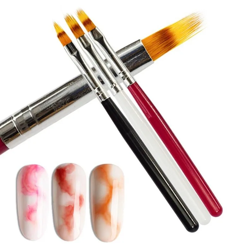 

2pcs UV Gel Nail Brush Pen Wood Handle Nylon Hair Polish Pens Gradient Bloom Drawing Black White Pink Manicure Nail Tools