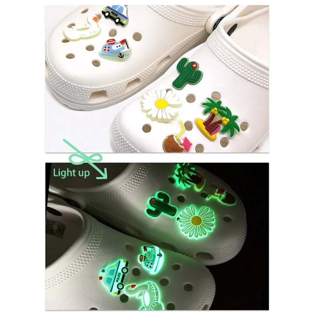 1pcs Glowing Shoes Charms Pin Clogs Glow in the Dark for Shoes Charms Luminous Sneakers Decoration Fluorescence Accessories Set