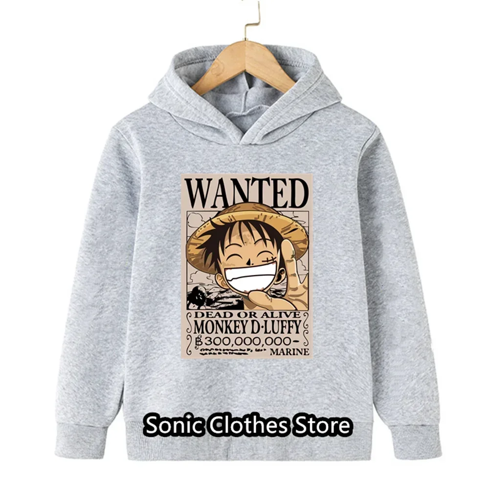 

Anime One Piece Hoodie For Kids Boys Sweatshirt Anime Luffy Hooded Kids Coat Baby Girls Clothing Sudaderas Autumn Warm Sweater