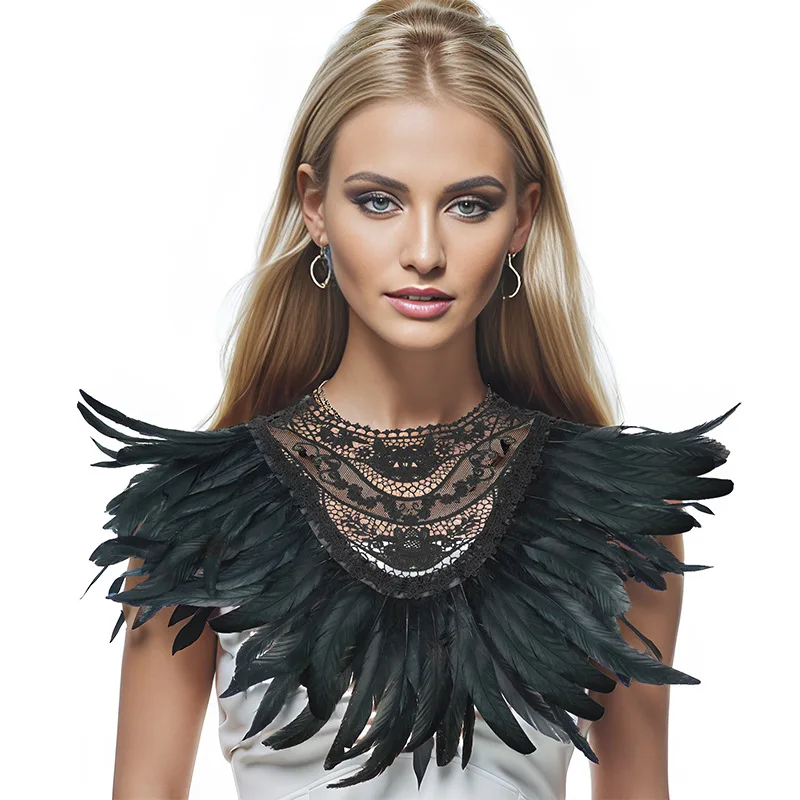 Gothic Feather Cloak Shawl Fake Collar White Christmas Ball Performance Vest Shawl Accessories Decoration