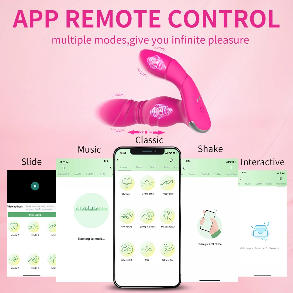 Wireless Remote Control Wearable Vibrator with Remote Control and App Panty Thrust Stimulator Adult Female Masturbation Sex Toy