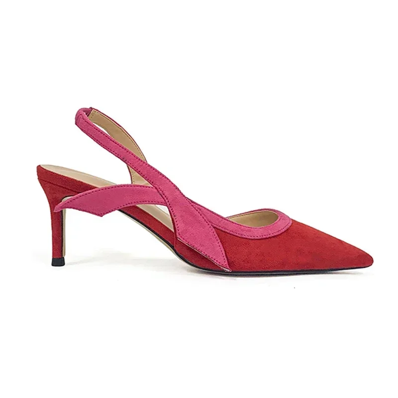 【قياس طول قدميك قبل الطلب】 حذاء نسائي من جلد الغزال بكعب عالٍ بكعب ستيليتو من الخلف بمقدمة مدببة حذاء مثير للحفلات الراقصة 53-CHC-33