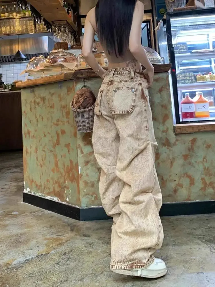

High Waist Pants for Women Wide Jeans Korean Streetwear Y2k Clothing American Vintage Harajuku Fashion Street Wear Clothes Baggy