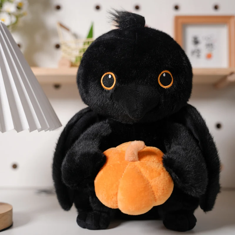 

New Crow Holding Pumpkin Plush Halloween Vegetable Doll Fruit Car Ornament Toy Pillow Soft Gift For Children