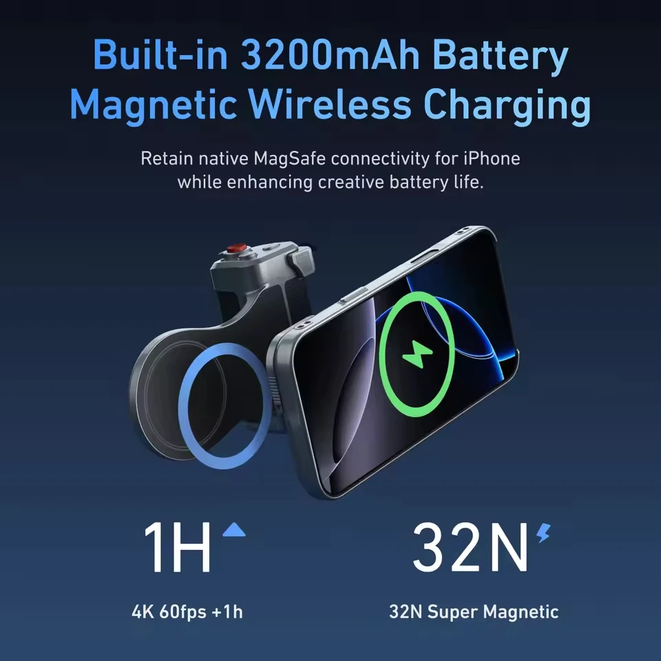 TELESIN Master Grip Kit for iPhone 17 Pro/Max Magnetic Eco-friendly Gaming Phone Camera Grip 3200mAh Battery Wireless Charging