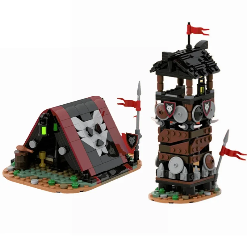 MOC Wolf Bandit Tent Watchtower Architecture Creative Model Building Blocks Kits Toys for Children Kids Gifts Toy Bricks