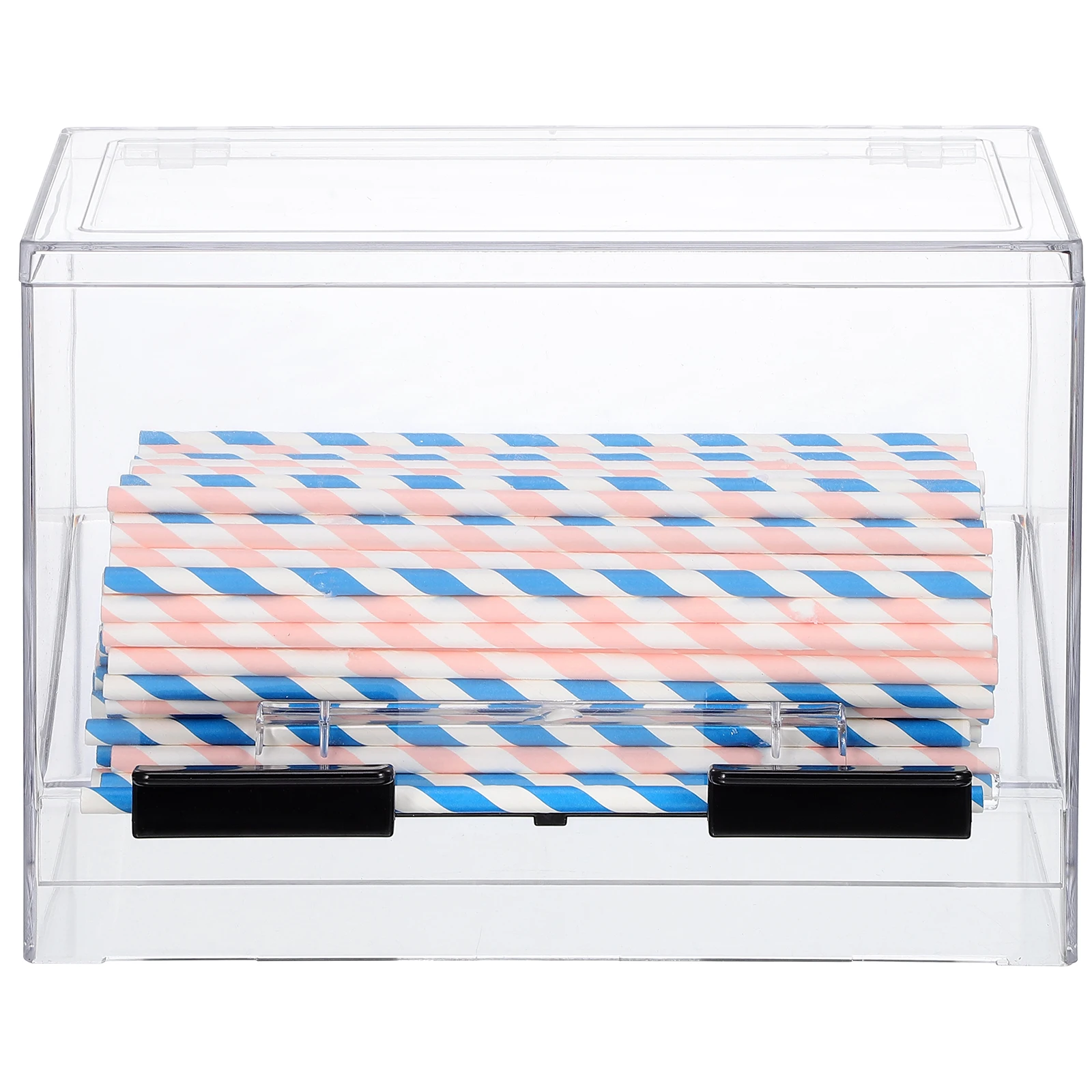 

Acrylic Straw Box Transparent Container Pressing Dispenser Counter Easy Clean Reusable Holder Restaurant Storage Case Coffee