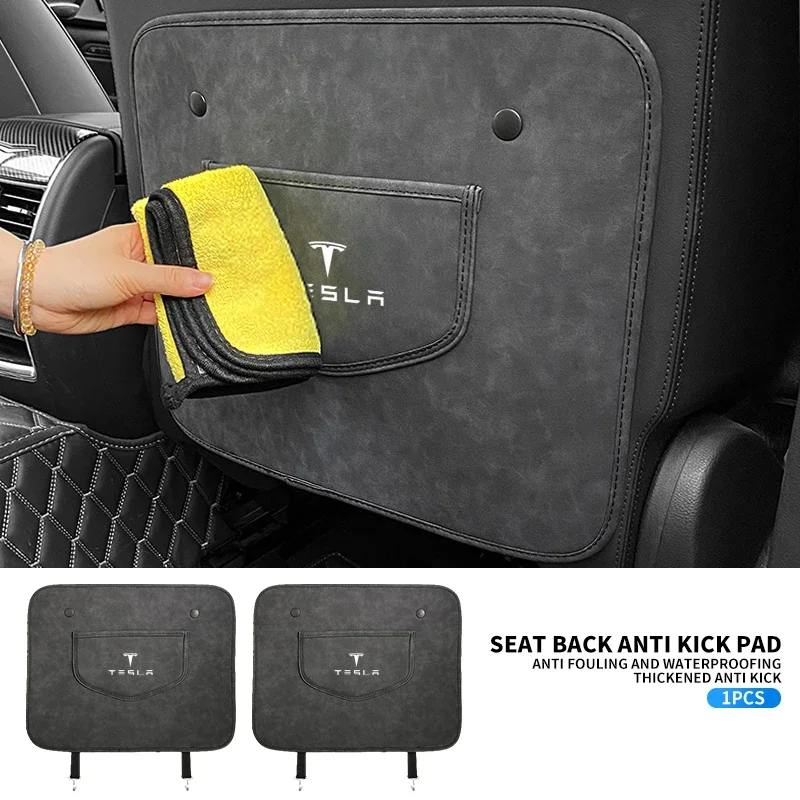 Leather Car Seat Anti-kick Pads For Tesla Model 3 Model Y 2022 Seat Back Protector Mat Anti-dirty Tesla Model Y 2023 Accessories