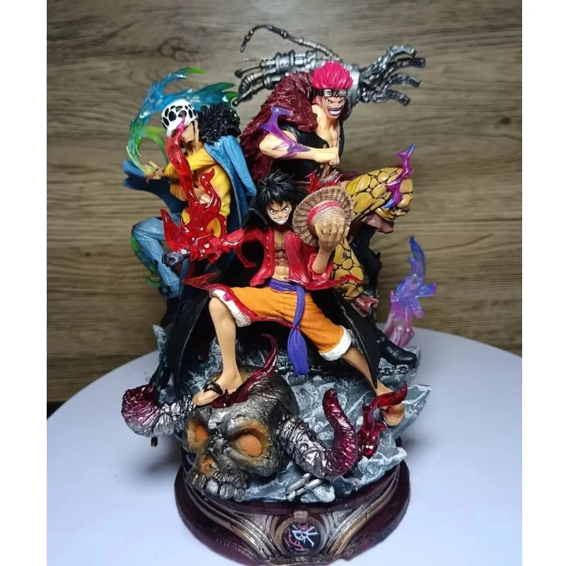 

One Piece Onigashima Battle Supernovas Three Captains Luffy Kid Law Scene PVC Anime Statue Desktop Decor Collectible Toy Gift