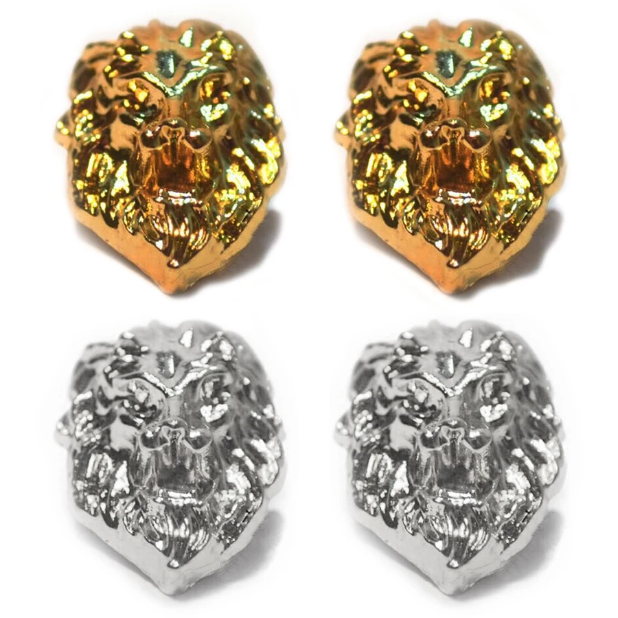1pair Gold color Lion Head Collar Brooches for Women Fashion Jewelry Lovely Small Badge Men\'s Brooch Lapel Pins Accessories Gift