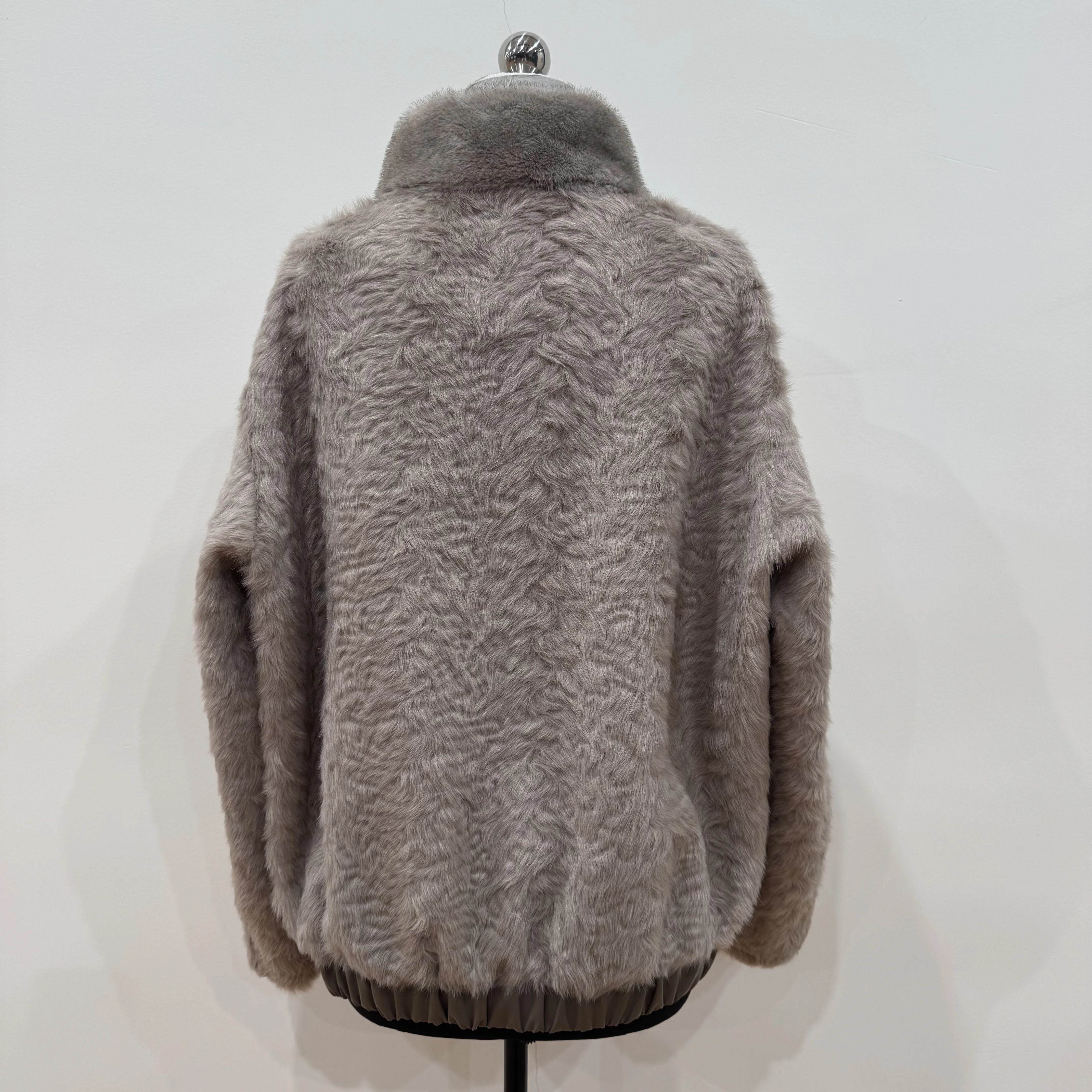 Bo cui autumn and winter women's patchwork design fashionable stand up collar loose short imitation fur coat