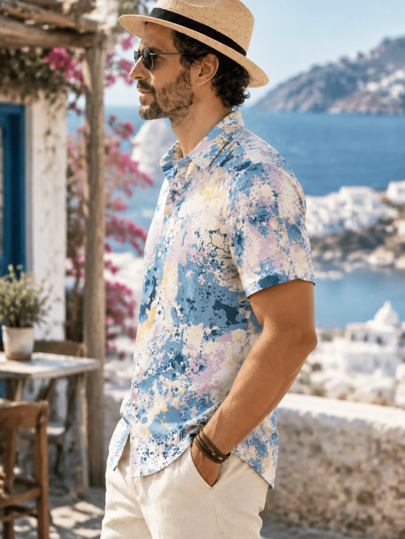 splatter random print lapel short sleeve shirt paint splash art for festival party holiday travel street summer casual outfit