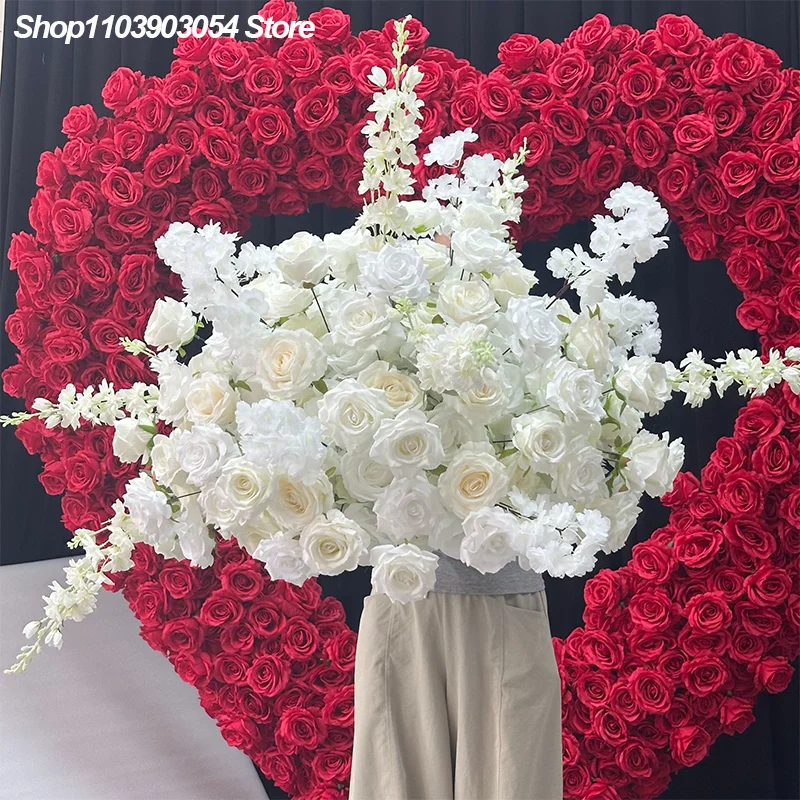 Weiße Künstliche Rittersporn-Rose Luxuriöse Hochzeitsblumen-Dekoration Große Blumenkugel Hochzeitsdekoration Wegführungs-Requisiten – Detail 5