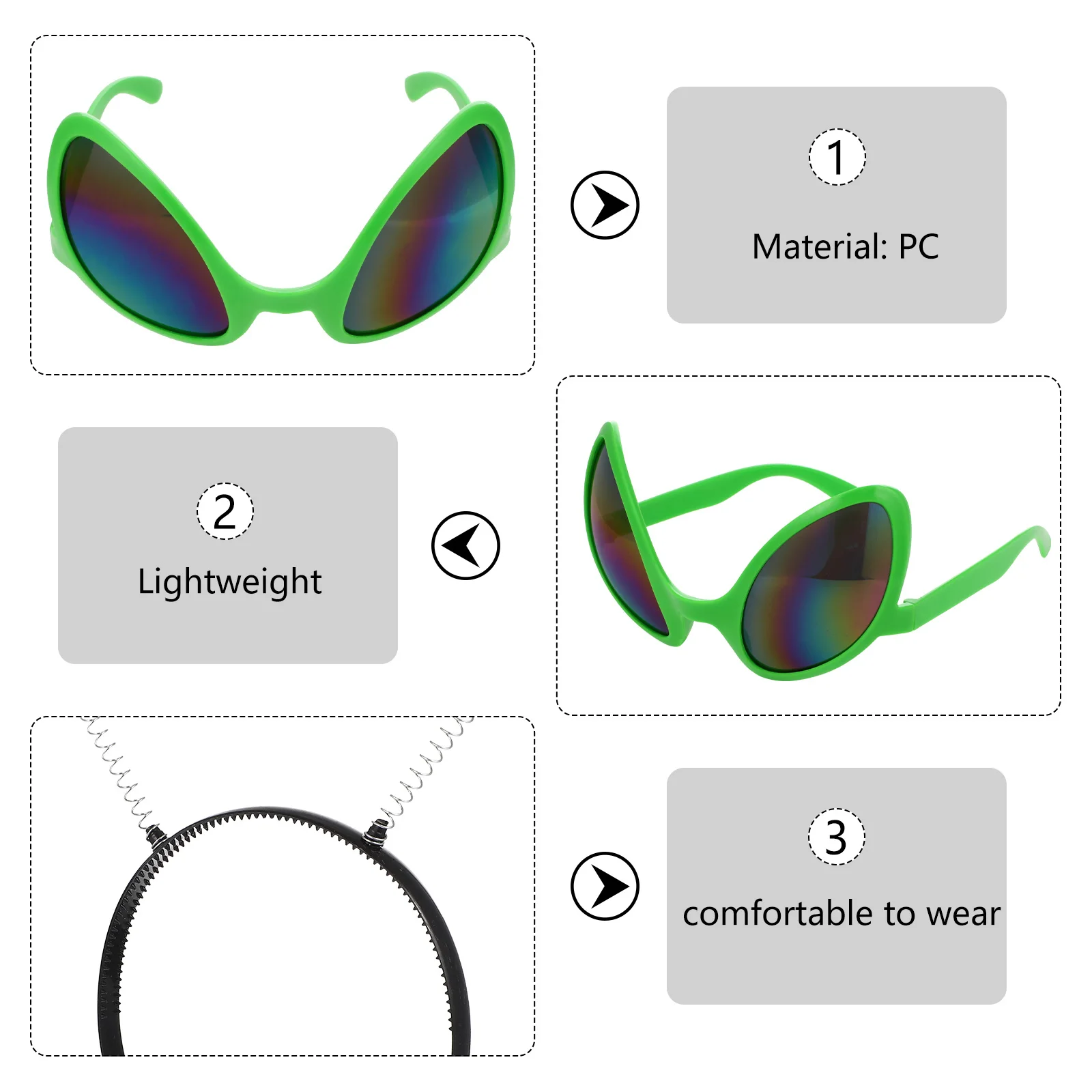 2 قطعة غطاء الرأس رجل الصحن مضحك نظارات مهرجان رباط شعر تفاصيل رائعة تأثيري الدعائم الصحن رجل غطاء الرأس
