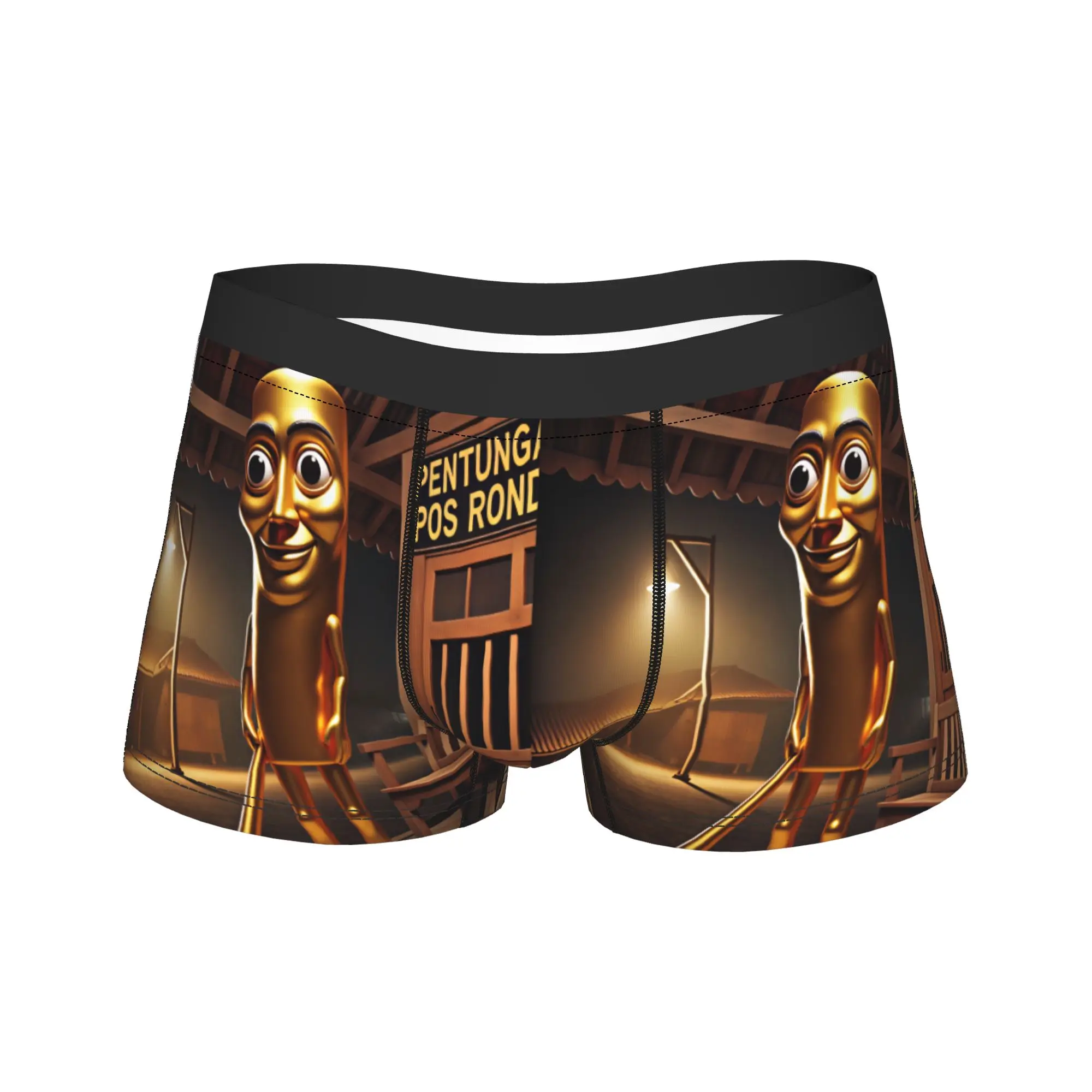 Tung Tung Sahur Golden Character Meme Underwear Comfortable Panties Pattern Boxer Brief For Males 3D Pouch Plus Size Boxershorts