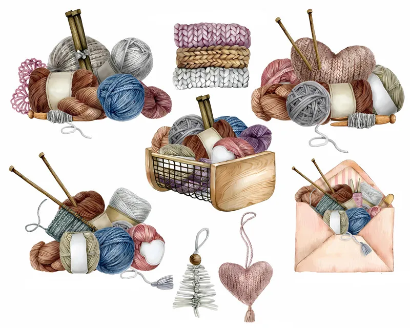 1Pack Wool Knitting Sticker DIY Craft Scrapbooking Album Junk Journal Decorative Stickers