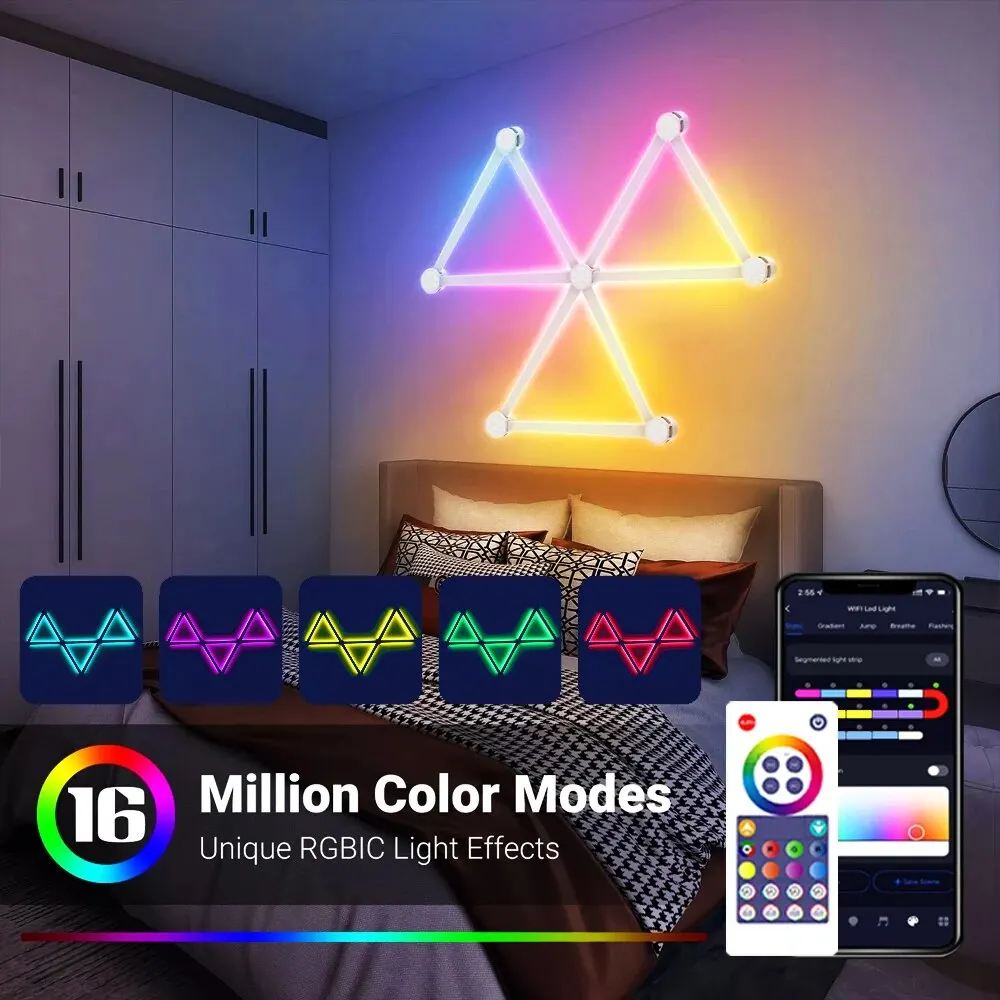 Lâmpada de Parede Inteligente LED WiFi, Barra De Luz RGB, Luz Noturna Atmosfera DIY, APP Música Ritmo, Luz de Fundo TV, Quarto, Decoração Do Quarto Do Jogo