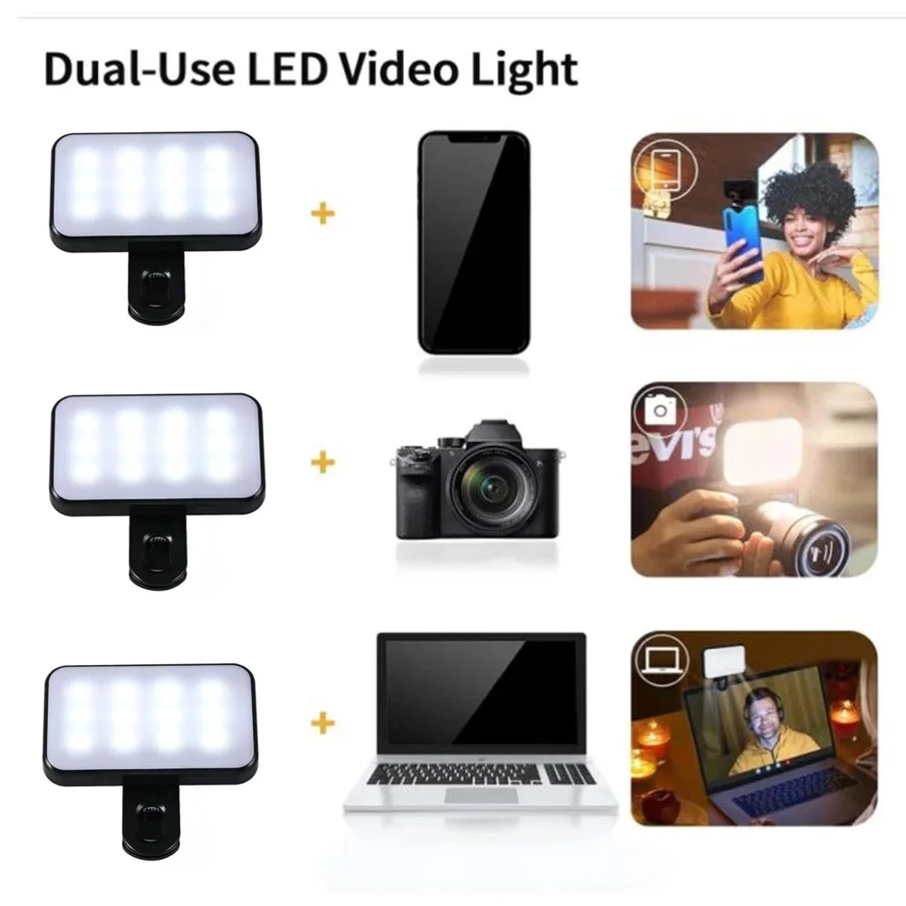 LED Selfie Light Adjustable Brightness Portable Phone Lens Fill Flash Lamp Clip For IPhone IPad Laptop Video Photography