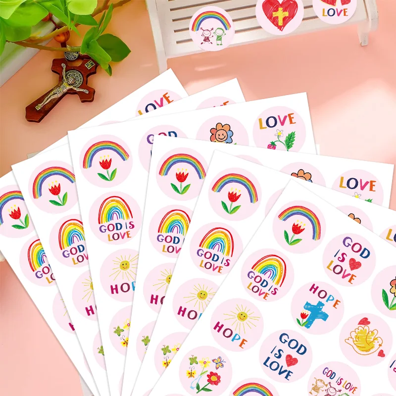 200 Pcs Christian Religious Stickers for  Jesus Christian Faith Shape Stickers Religious Easter Stickers