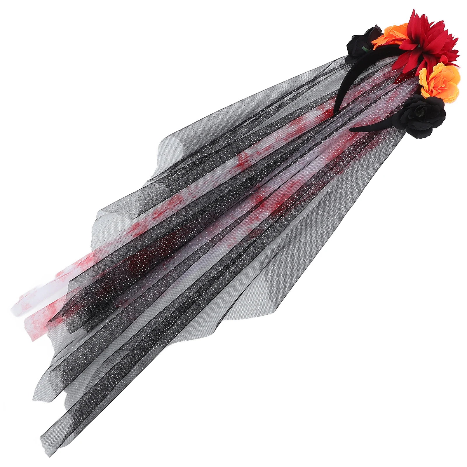 

Dark Floral Halloween Headband Bridal Veil Style Adult Cosplay Party Hair Accessories Unique Costume Decorative Headwear
