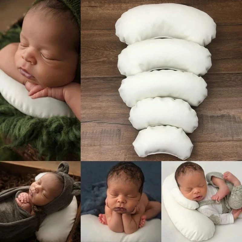 5pcs/set Newborn Photography Prop Posing Beans Pillow Bag Baby Pillow Crescent Shaped Pillows Positioner Cushion Basket Filler