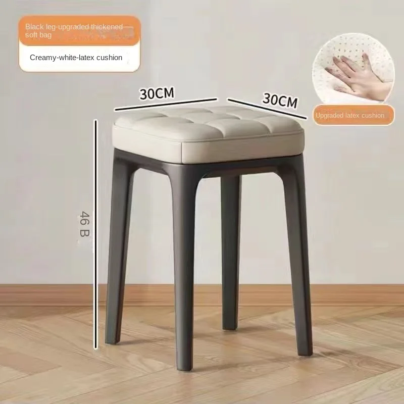 Fashion Household Soft Package Square Stool Living Room Stackable Stool Simple Dining Table Stool Bedroom Makeup Bench