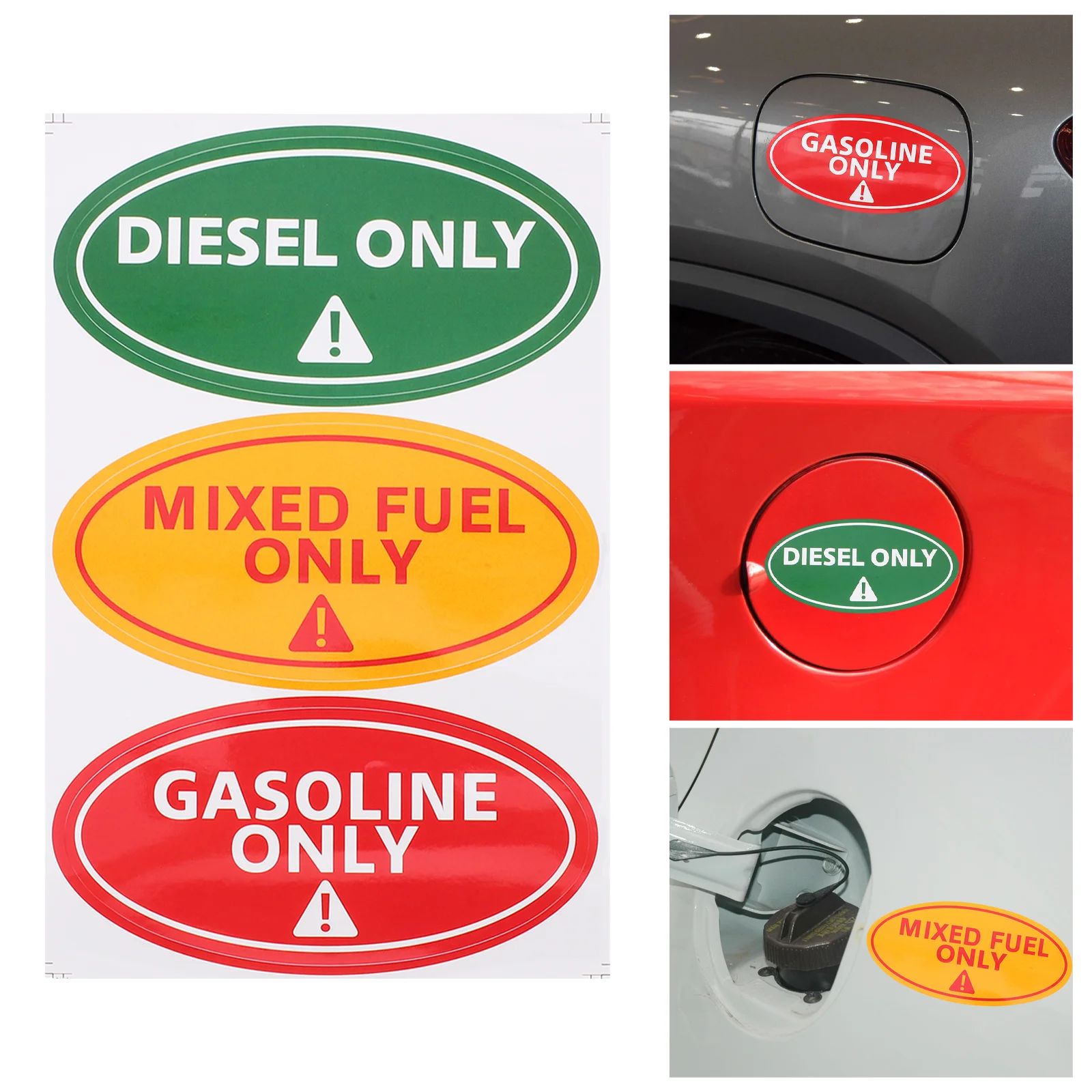 30 Pcs Oil Type Label Triple Adjustable Cup Holder for Car Liner Gasoline Only Signs Convenient Labels Warning Sticker