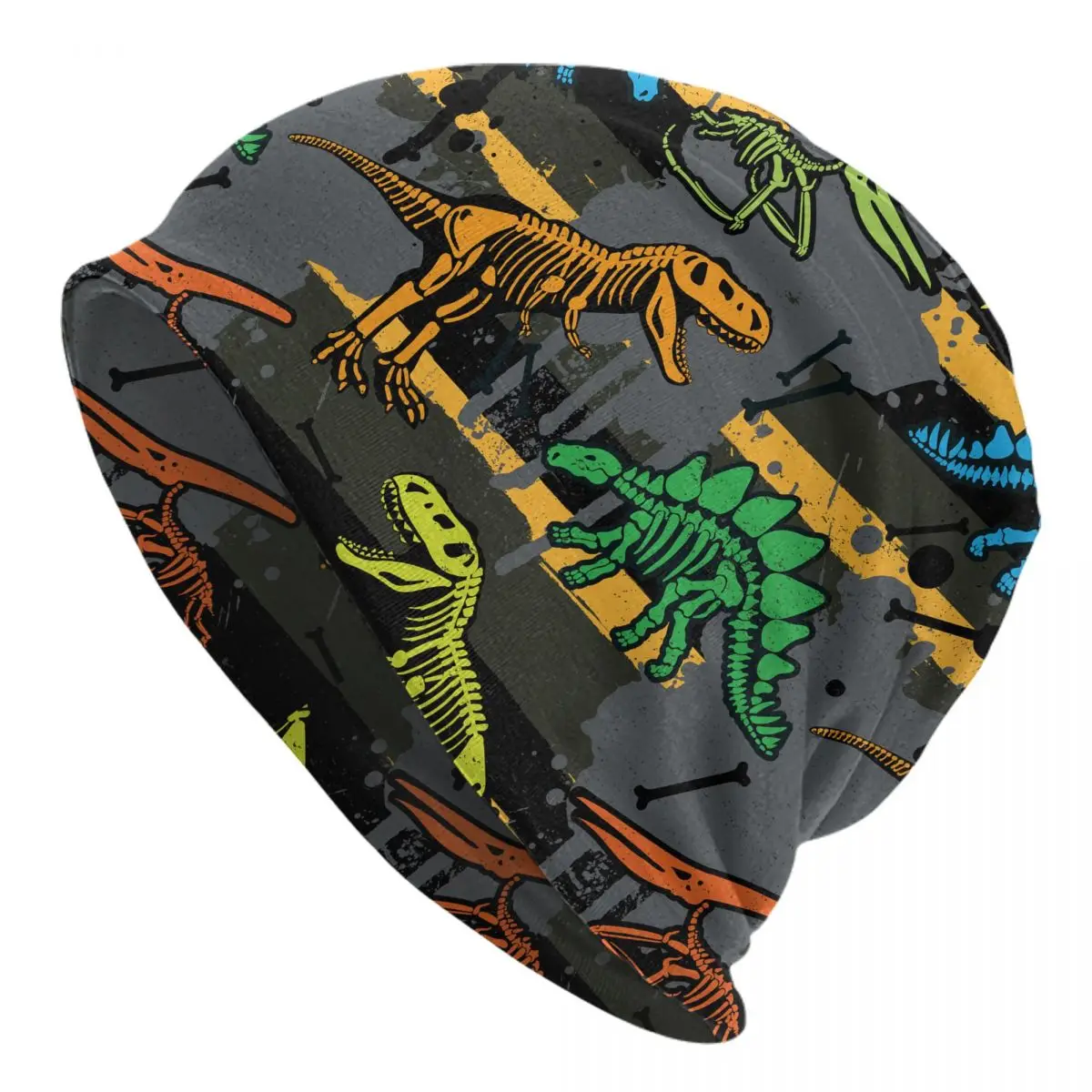 Dinosaurs Autumn Female Thin Beanies Double Used Casual Bonnet Hats