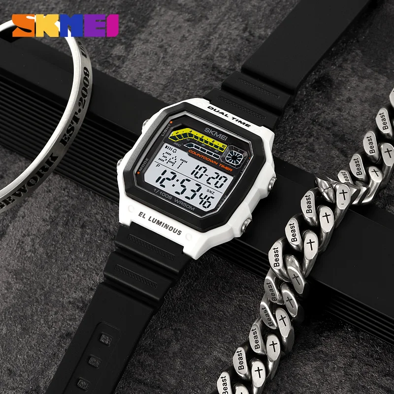 

Skmei 5Bar Waterproof Back Light Digital Sport Watch Men Military Countdown Chrono Stopwatch Alarm Clock Wristwatch Reloj Hombre