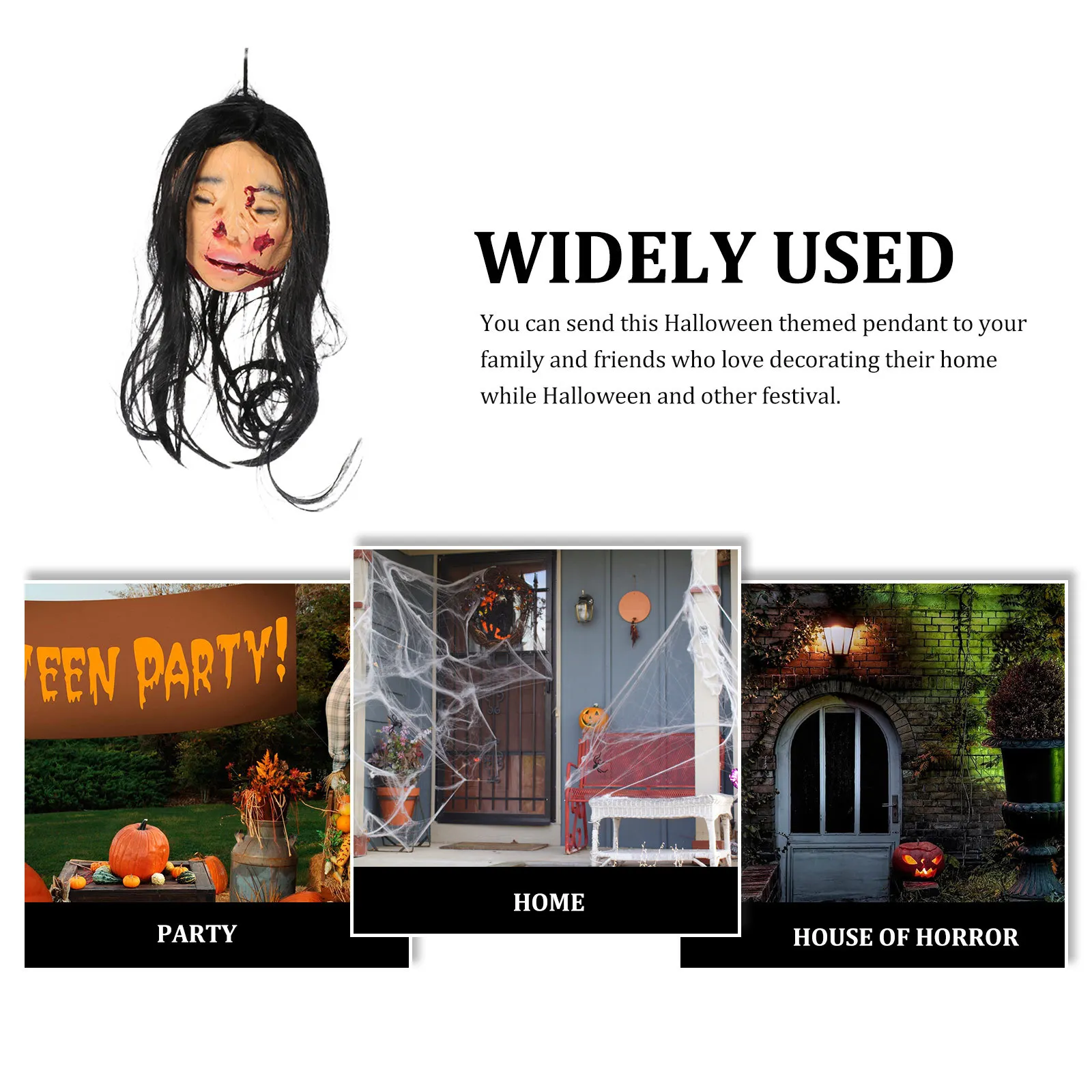 

Long Hair Sadako Head Halloween Horrible Hanging Ghost Decor Environmental Friendly Home Party Decoration Pendant Bar