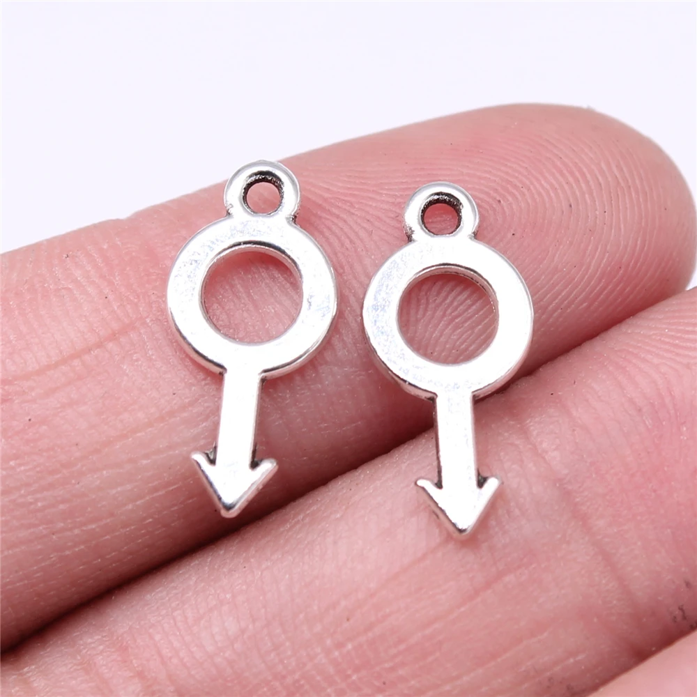 

WYSIWYG 40pcs Charms 18x9mm Male Symbol Charms For Jewelry Making DIY Jewelry Findings Antique Silver Color Alloy Charms Pendant