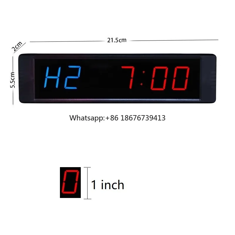 Multifunction 1 Inch Digital Countdown Countup Sports Stopwatch Clock LED Fitness Workout Interval Timer for Gym Yoga Run