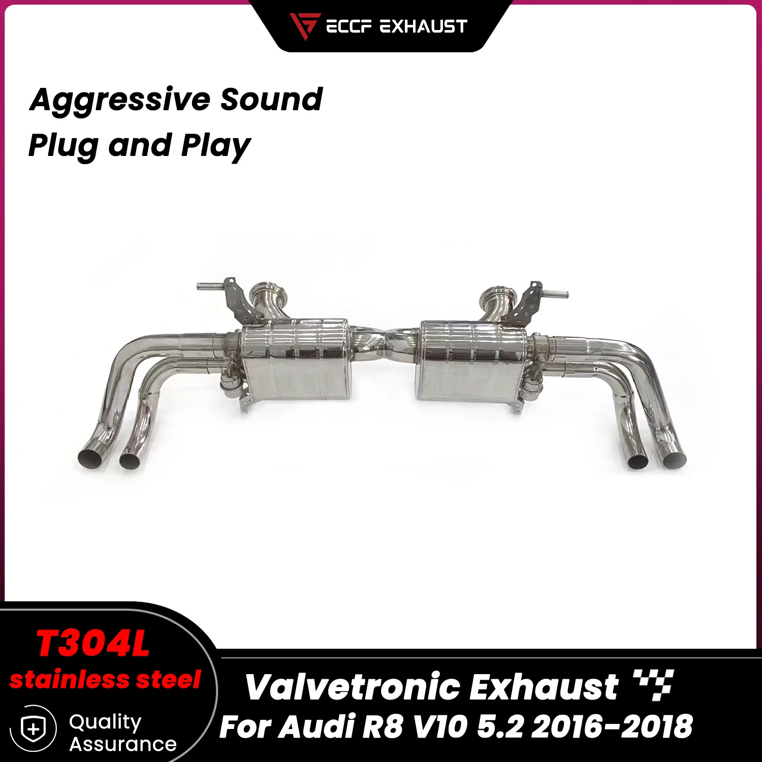 

Пневматический клапан из нержавеющей стали Catback Exhaust для Audi R8 V10 5.2 2016-2018, обновление агрессивной выхлопной системы и звука