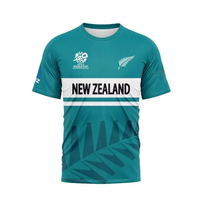 New Zealand Full Print Cricket Jersey Short Sleeved Round Neck T-shirt Comfortable and Stylish Quick-dry Family Matching Y2k