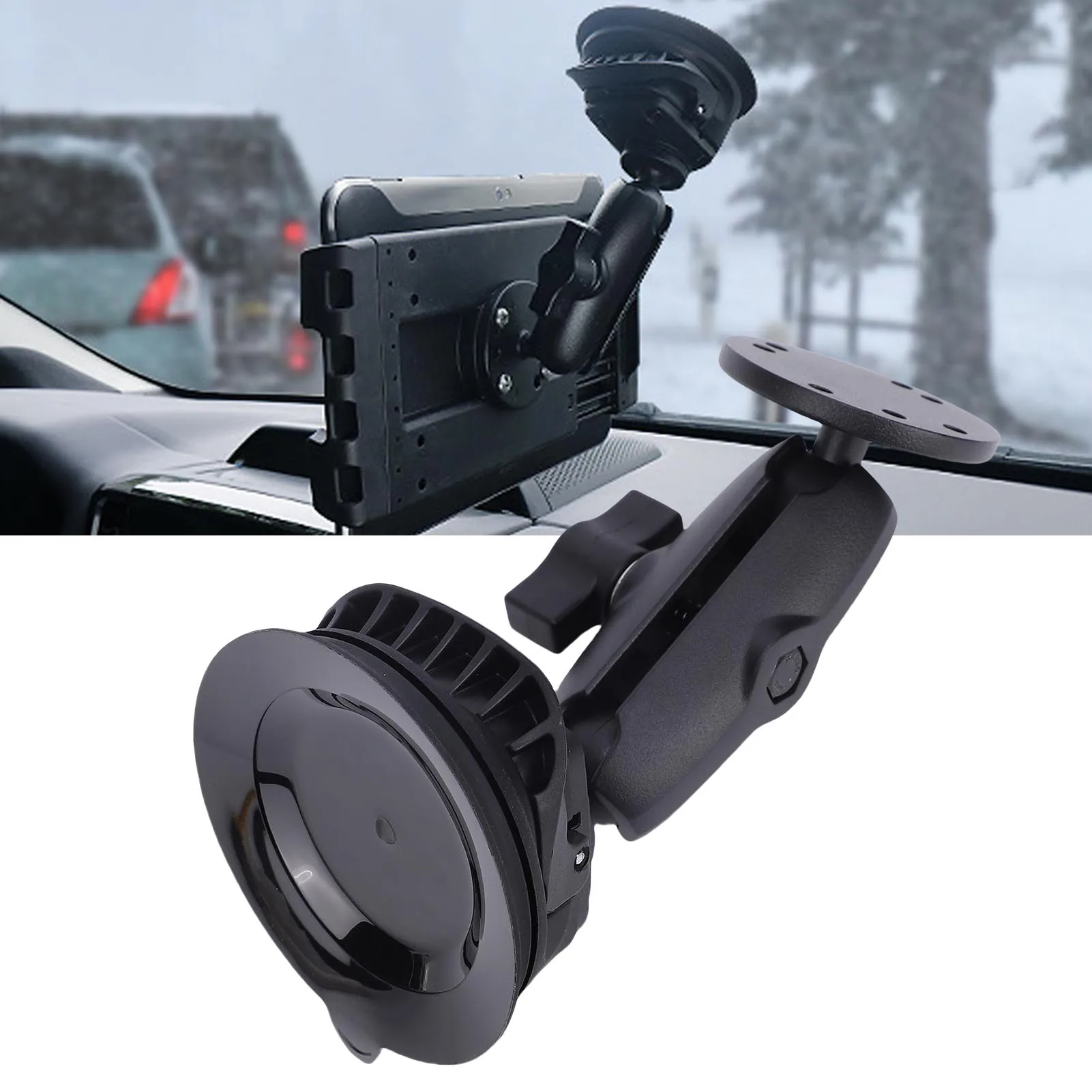 

Double Ball Mount with Suction Cup Base and Round Plate Powerful Vacuum Suction Power Adjustable Joints Car Windshield Tablet