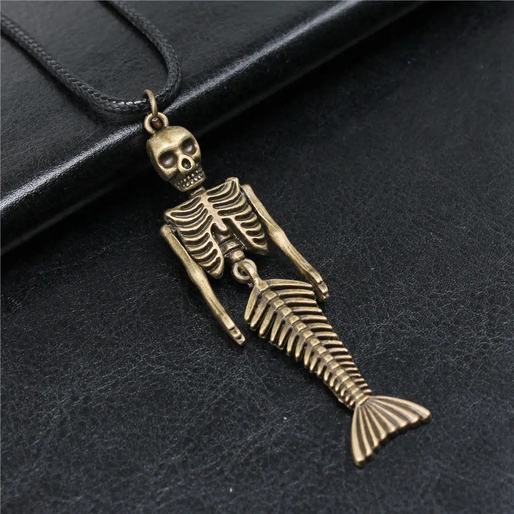 Fittings Women'S Jewellery Marine Life Octopus Mermaids Necklace Leather Chain 45Cm