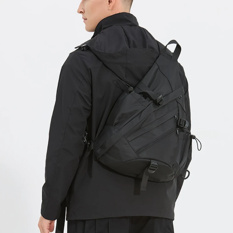 Men Large Crossbody Bag Waterproof Nylon Sling Pack Male Functional Shoulder Handbag Multi Pocket Messenger For Travel Hiking