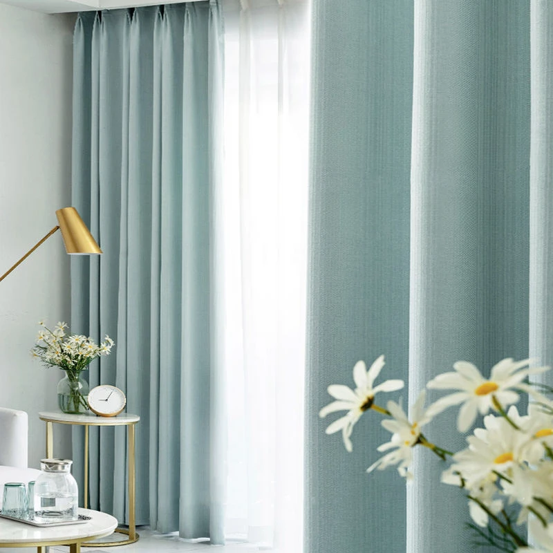 Modern Simple High End Curtain Morandi Fresh Green Bedroom Blackout Curtains 2024 New Living Room Balcony Sun Protection Drapes