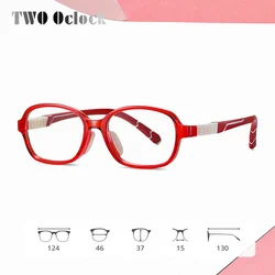 TWO Oclock Flexible Kids Blue Light Glasses Square Transparent Frame Eyewear Child Myopia Optical Red Eyeglass Frame Spectacles